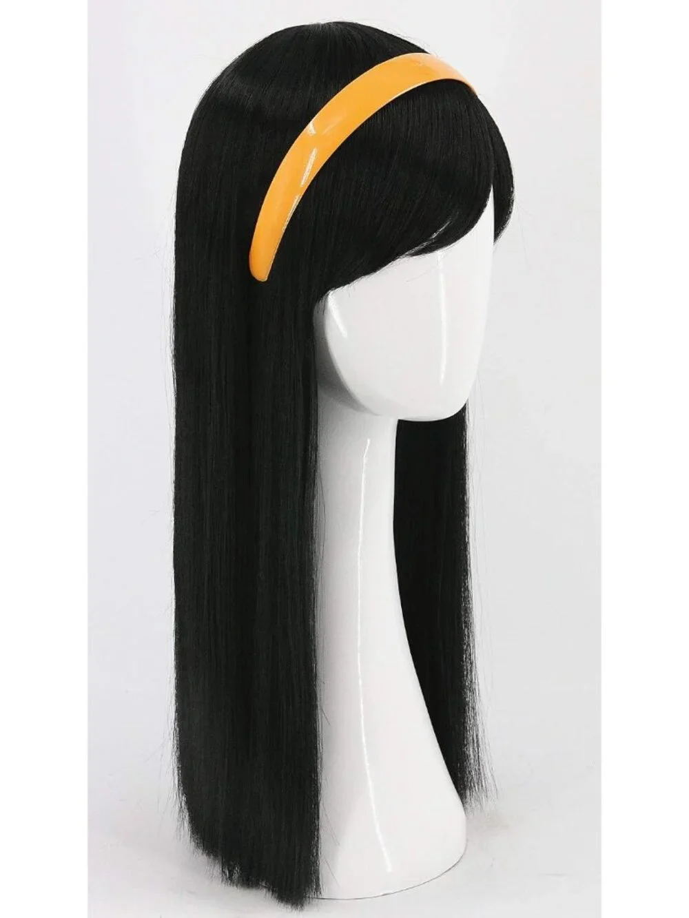 Women's Black Straight Short Cosplay Halloween Costume Wig With Necklace Earring
